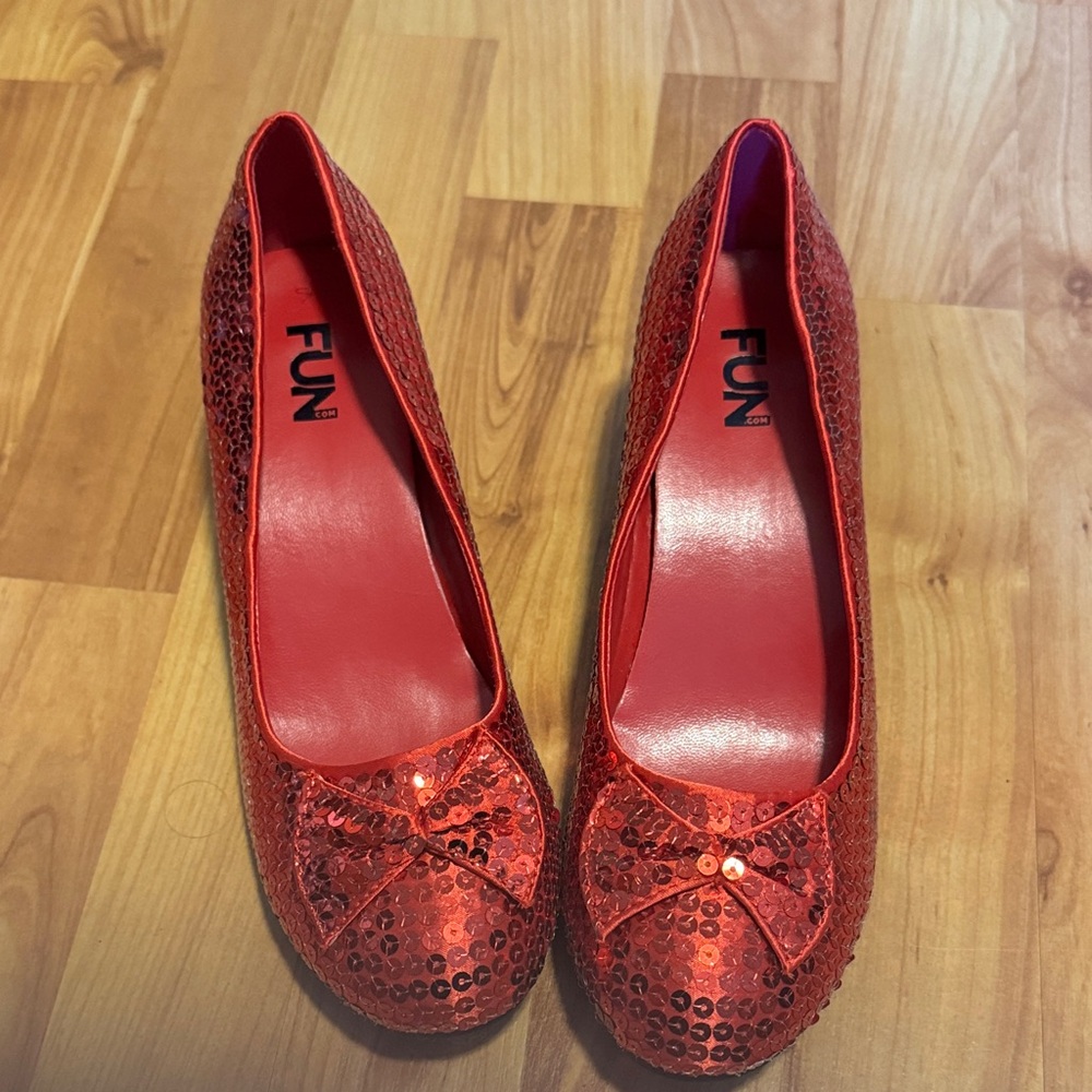 Women's Red Sequin Heels Never Worn